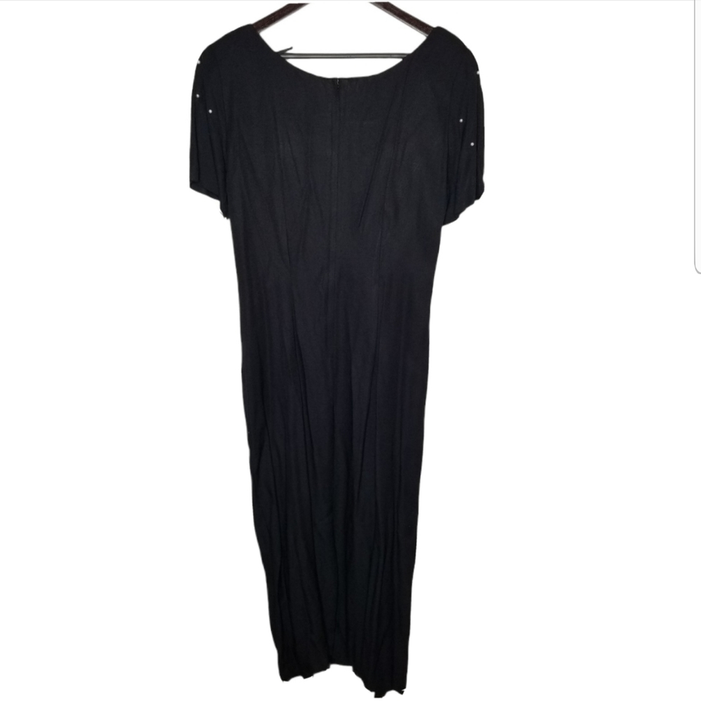 Vintage WNY Black dress with Pearl on Sleeves USA